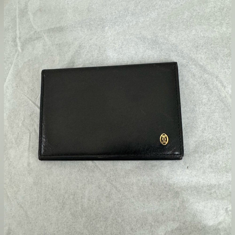 Cartier Pasha de Cartier Card Holder Card Case Black Leather Wallet AUTHENTIC - Picture 3 of 10